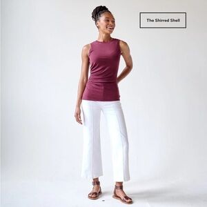 NWOT Brass The Shirred Shell Black Cherry Sleeveless Top L